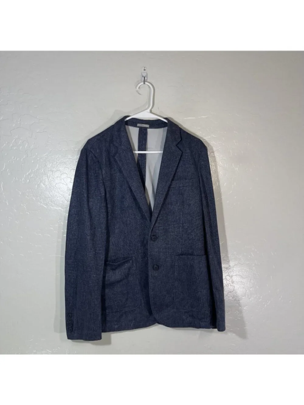Nordstrom Rack Suit Mens 36 Blue Tweed Polyester Stretch 2 Piece 34x30 Tapered